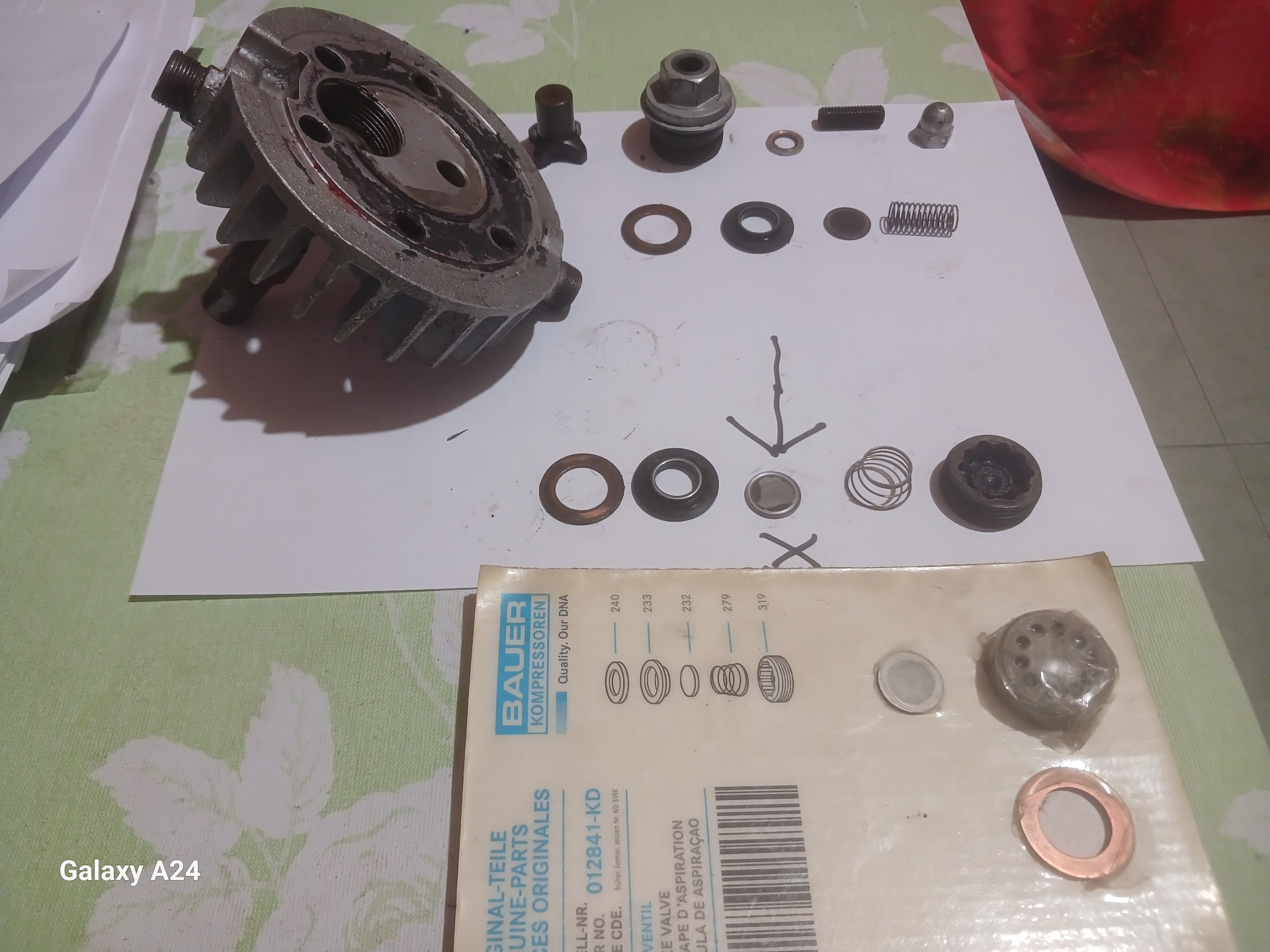 Bauer valve parts and service kit laid out
