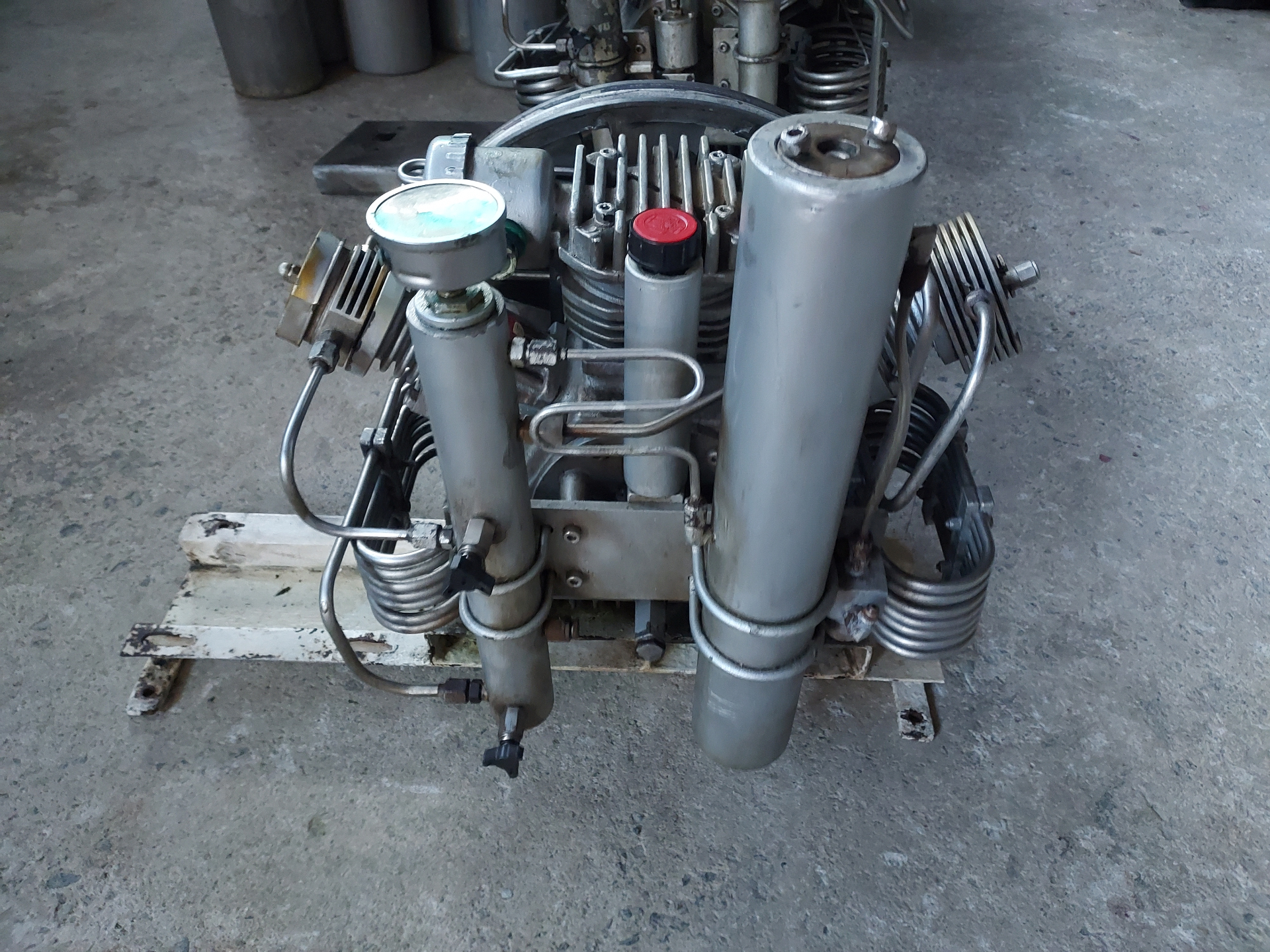 Compressor block with HP separators and cooling coils — front view