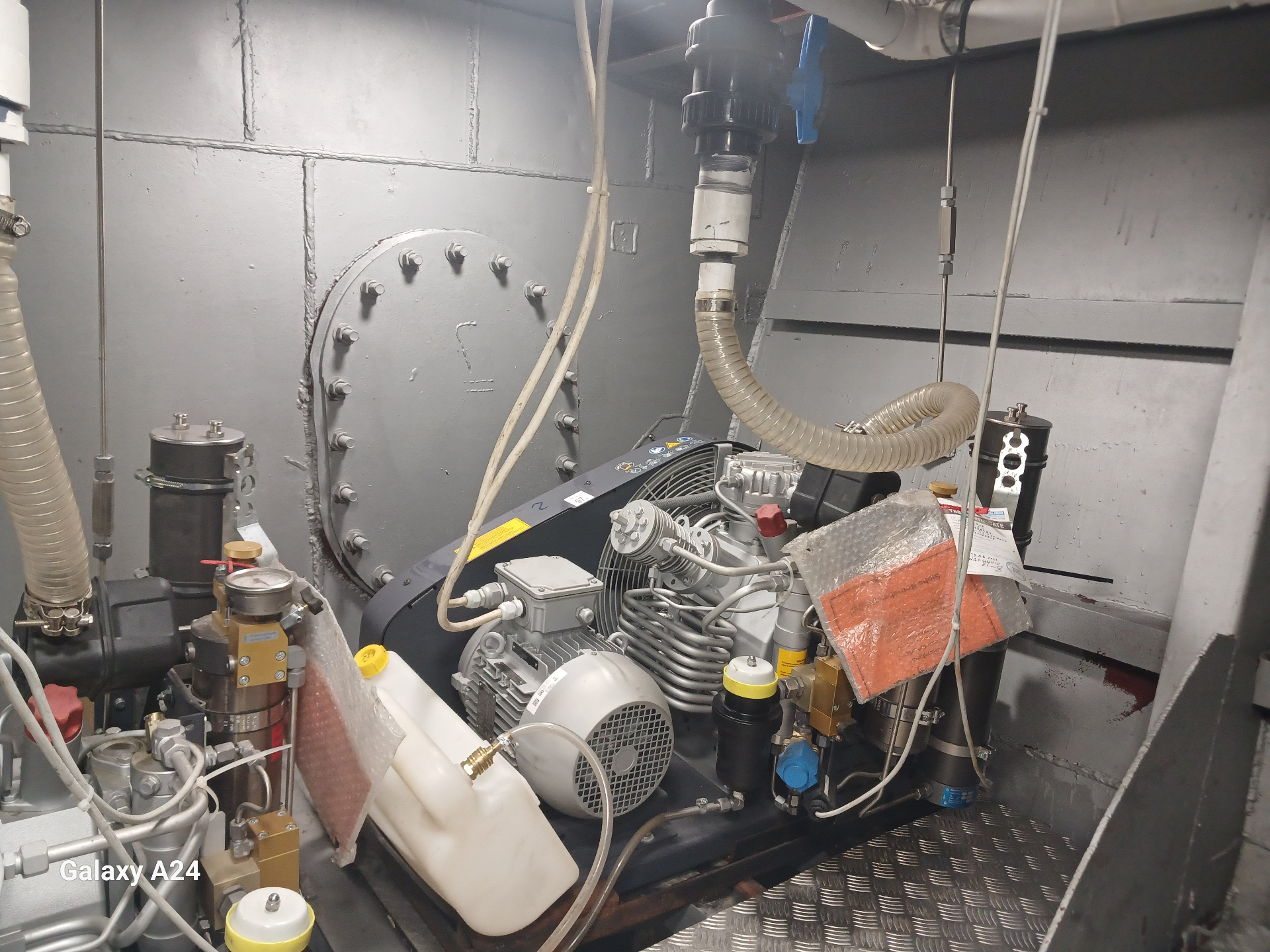 Bauer compressor installed in engine room with filter towers