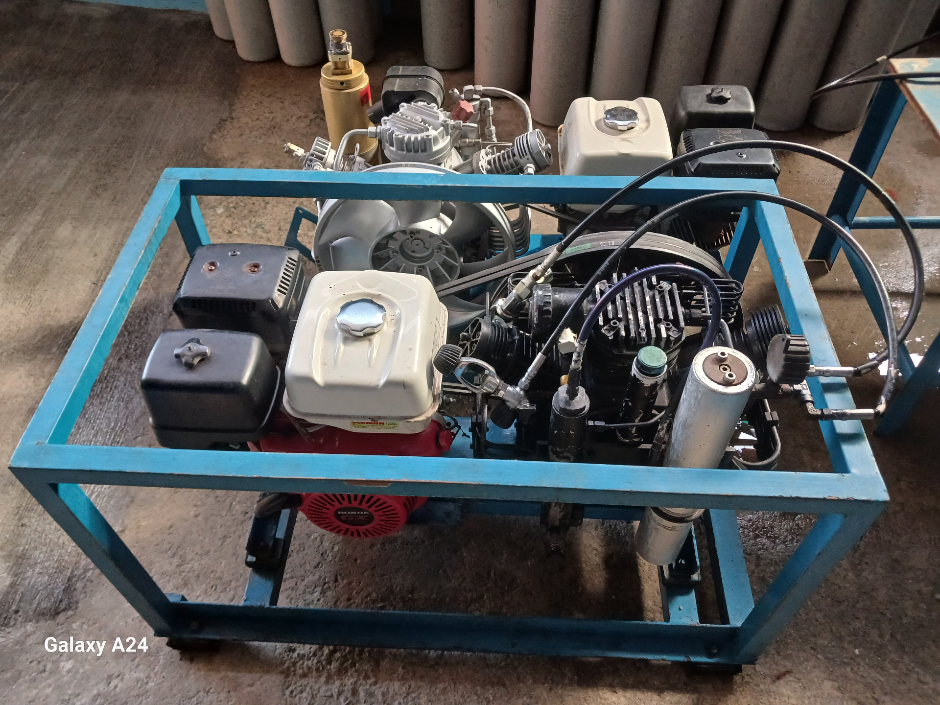 Portable compressor pair from overhead service angle