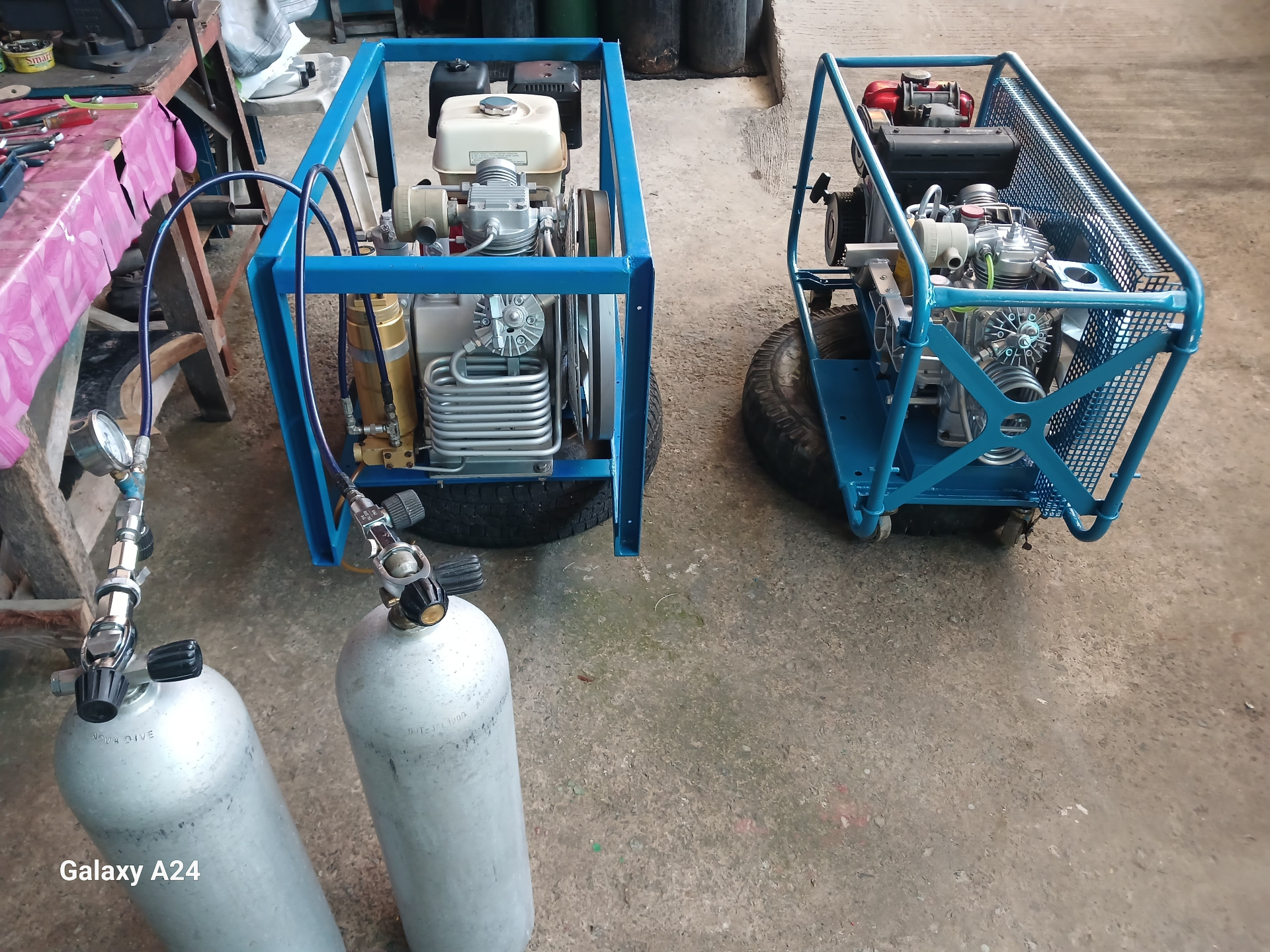 Portable compressors staged with fill cylinders