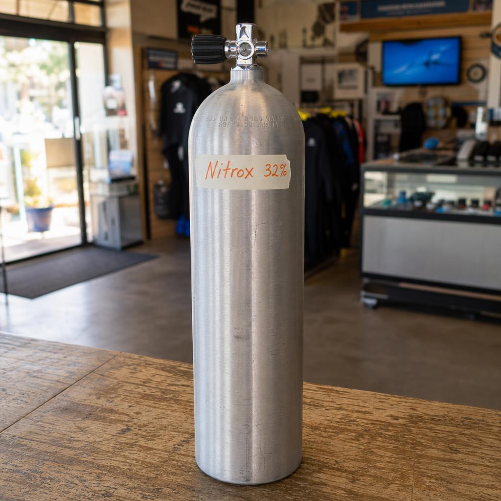 Nitrox enriched air tank 32 to 36 percent oxygen
