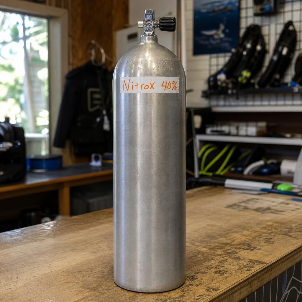 Nitrox enriched air tank 40 to 50 percent oxygen