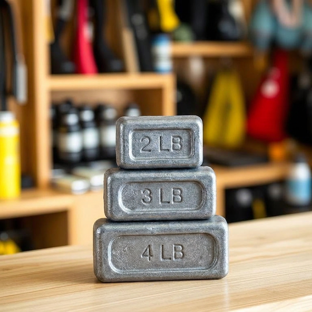 Scuba diving lead weights in various sizes